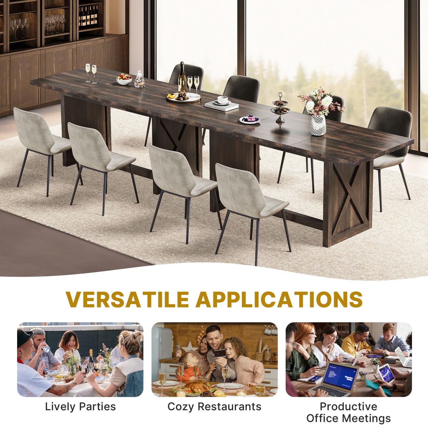 Grey Large Farmhouse Dining Table