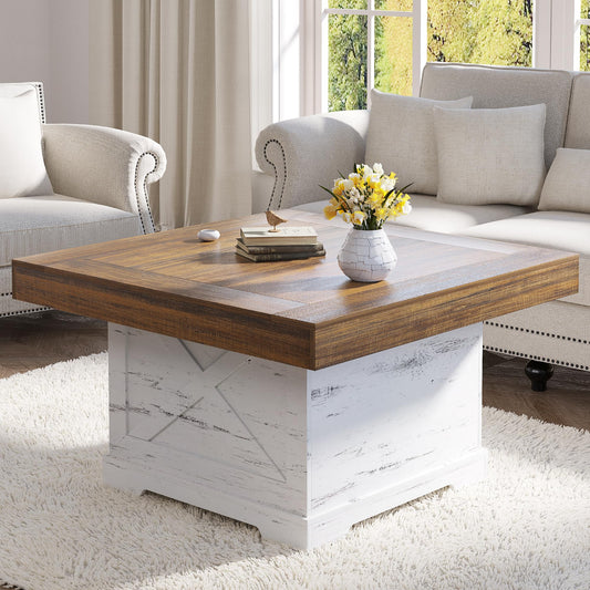 Antique White+walnut Coffee Table