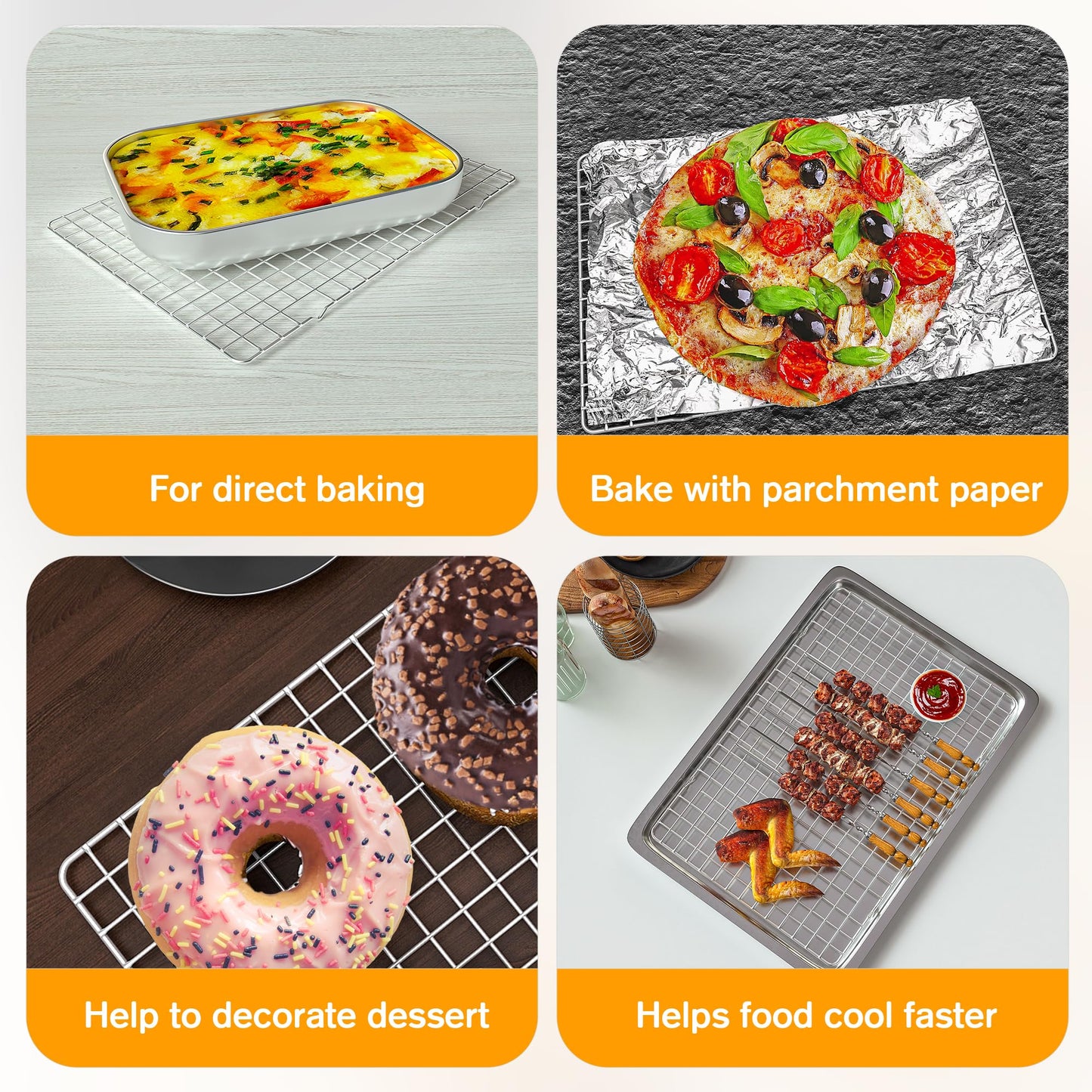 Silver Cooling Racks for Cooking and Baking