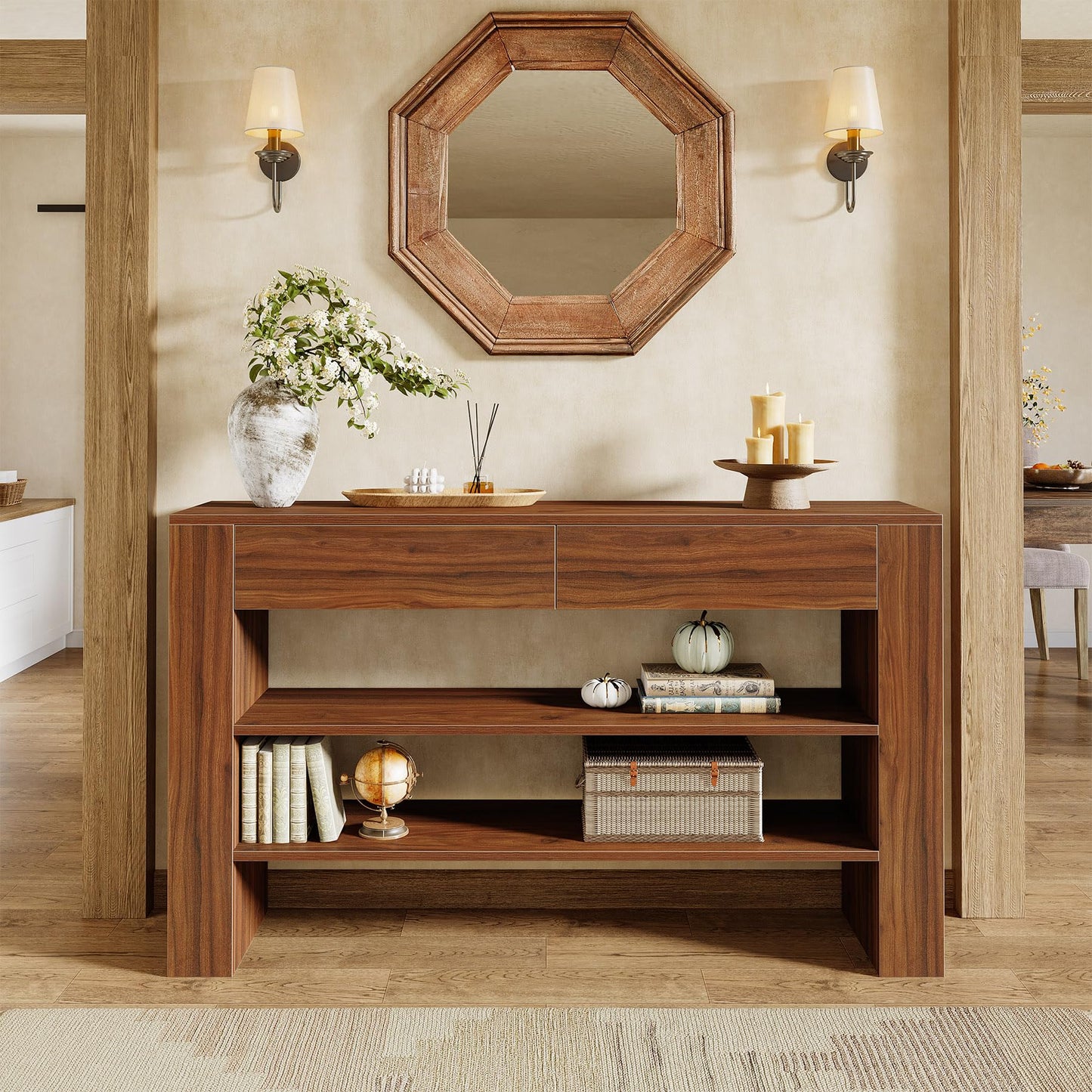 53.15-Inch Console Table with 2 Drawers