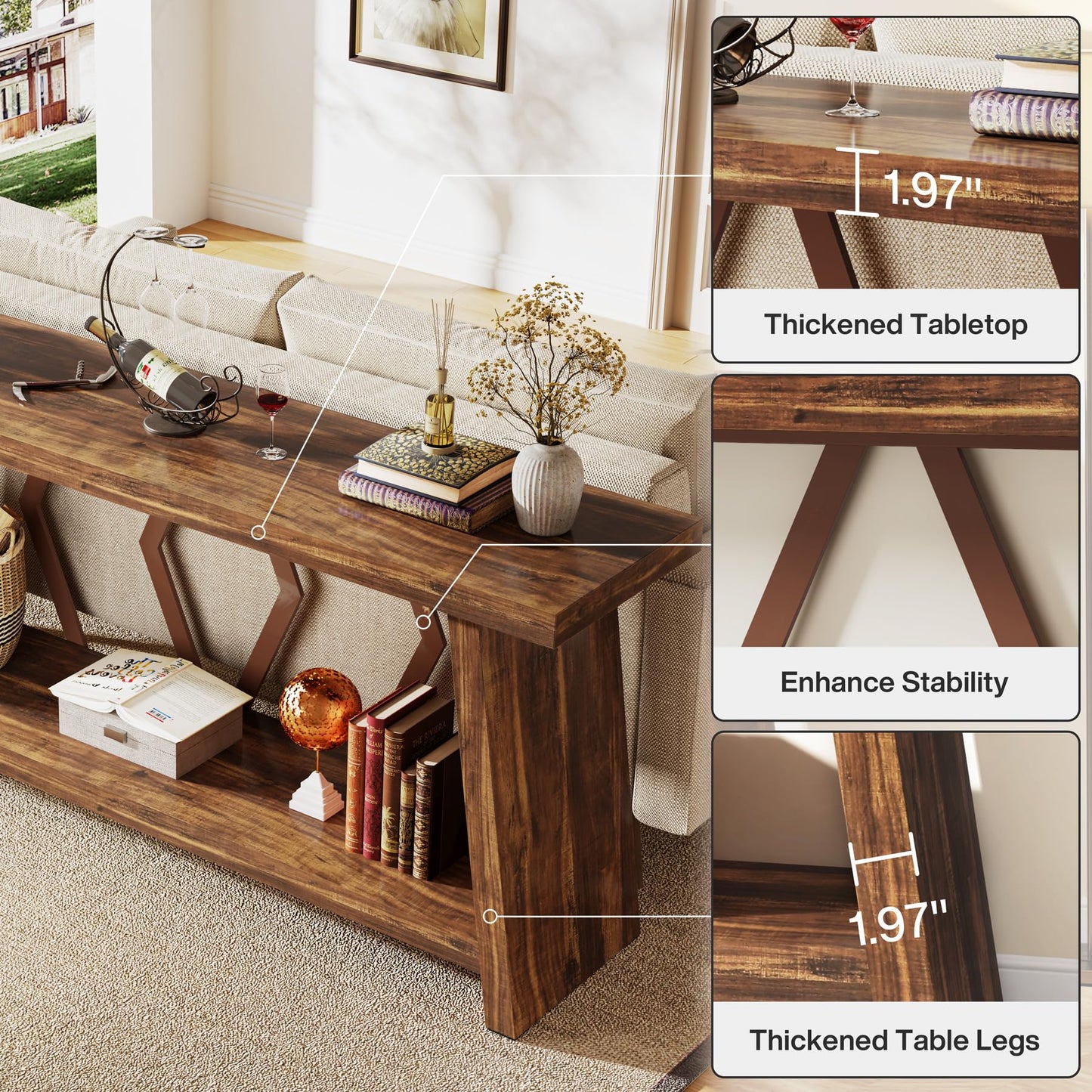 70.86-Inch Farmhouse Console Table