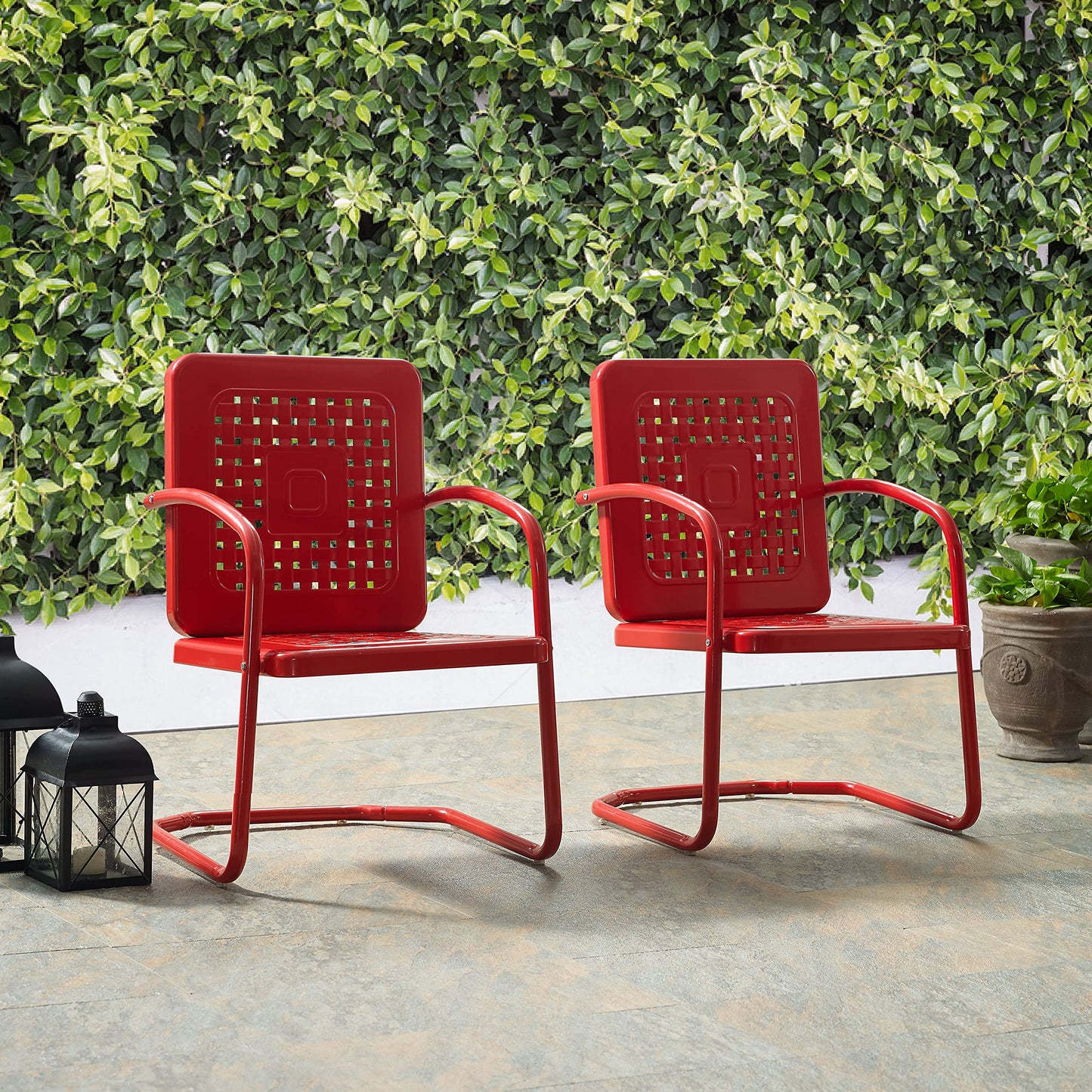 2-Piece Outdoor Chair Set - Retro Metal Patio Chairs