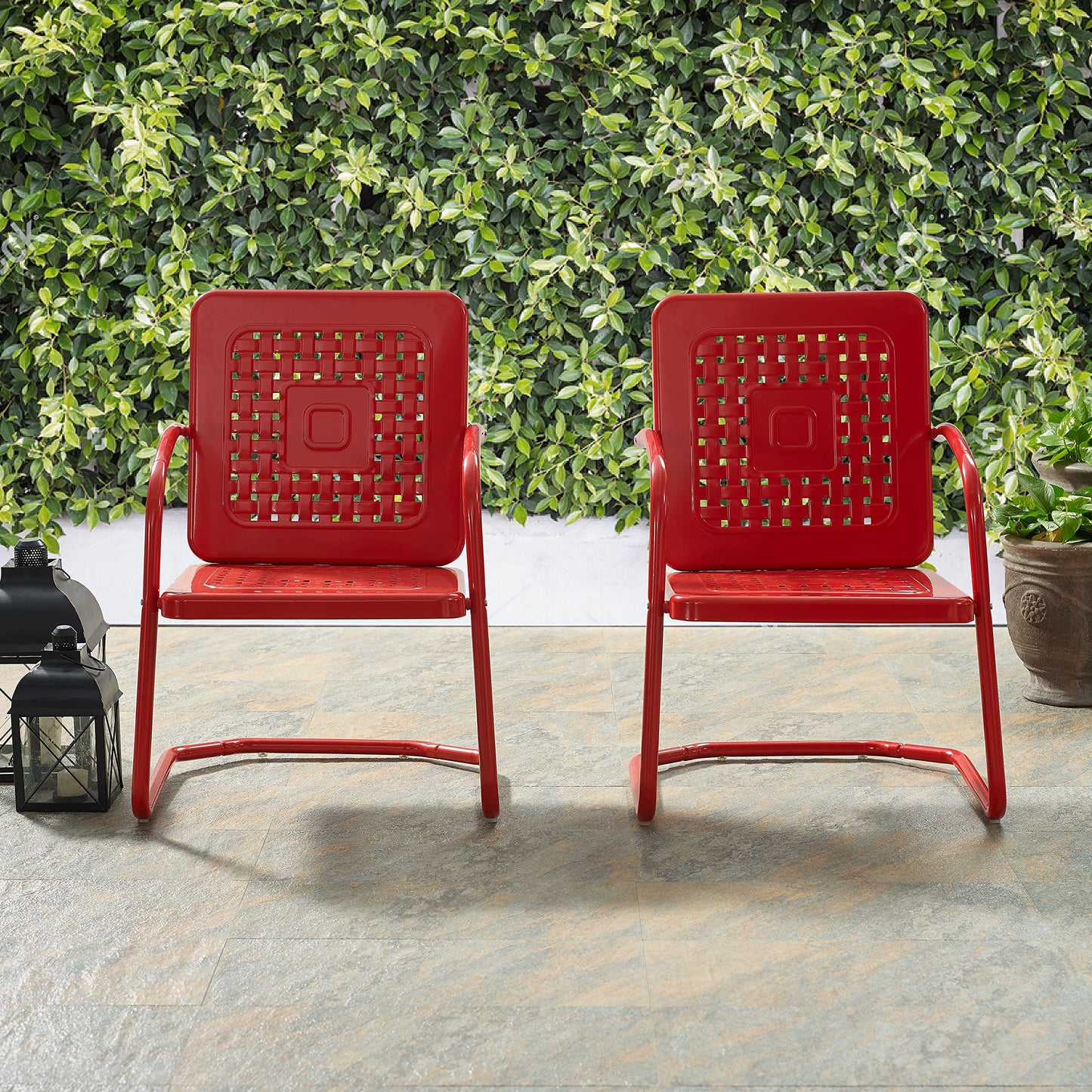 2-Piece Outdoor Chair Set - Retro Metal Patio Chairs
