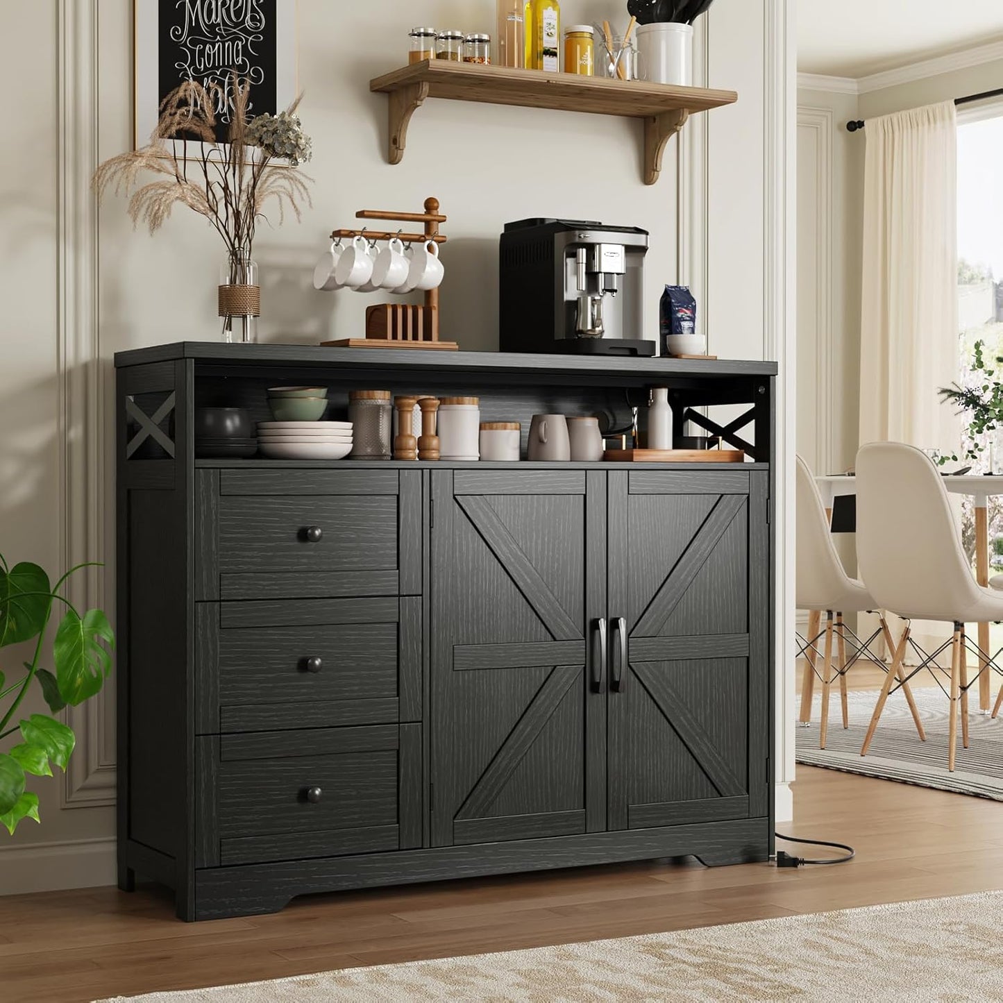 31.5" Rustic Brown Storage Cabinet with Doors and Drawers