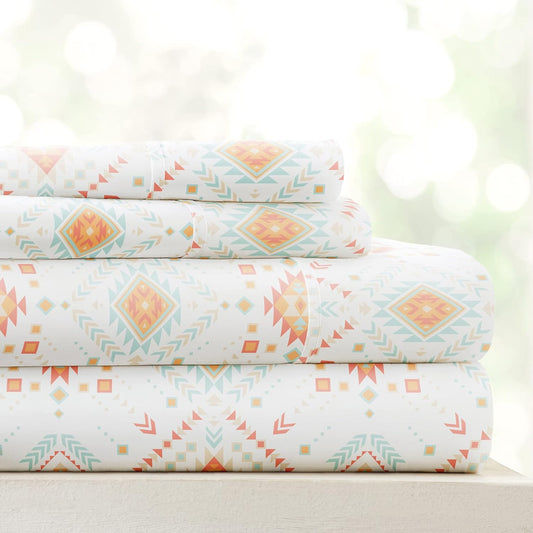Patterned Microfiber  4 Piece Sheet Set
