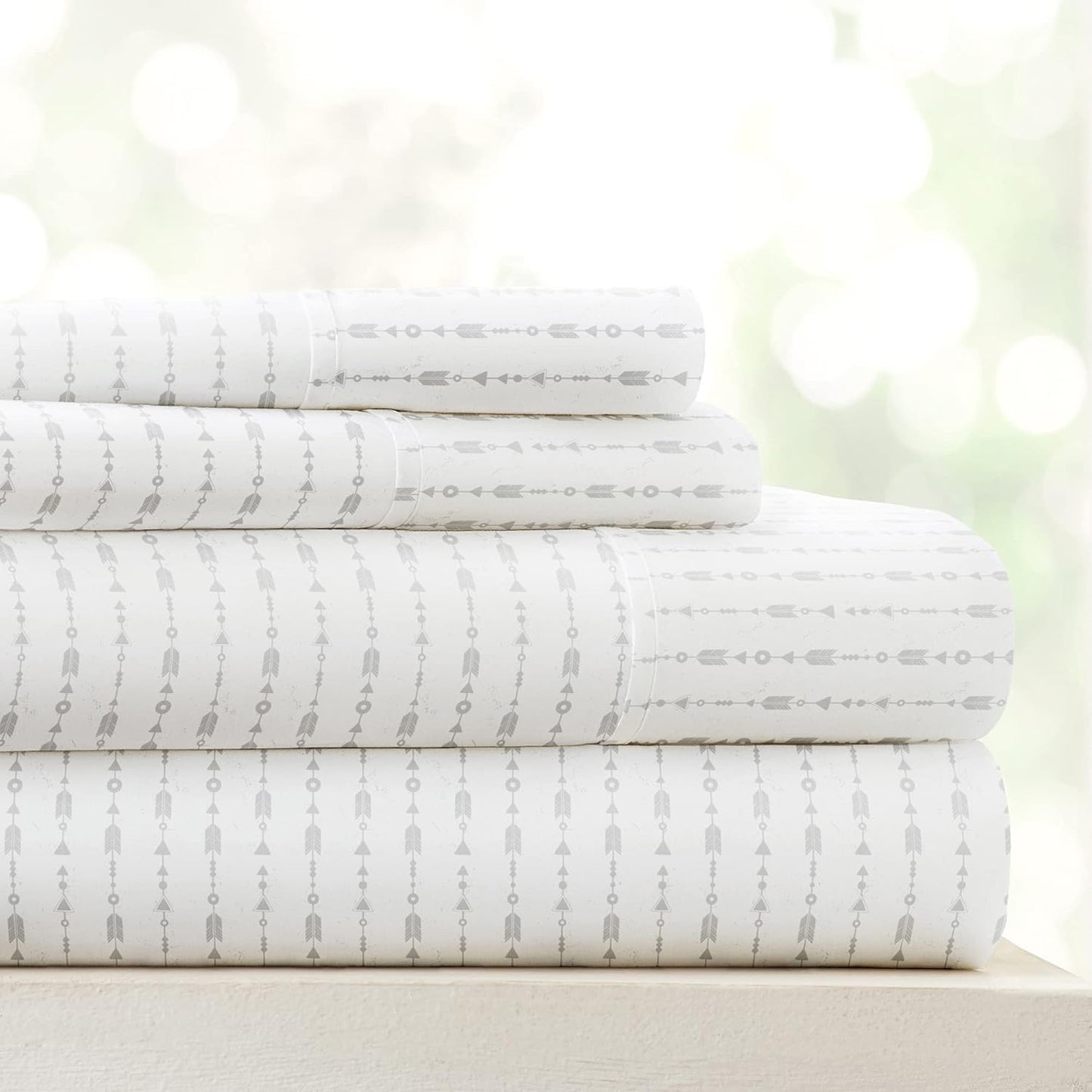 Patterned Microfiber  4 Piece Sheet Set