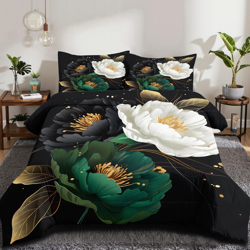 Red Black Geometric Comforter Set Queen Size 3D Stereoscopic