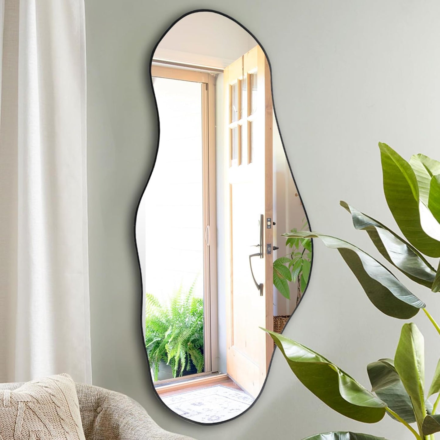 47.2"x21.4" Asymmetrical Oblong Mirror, Cloud Shaped Mirror
