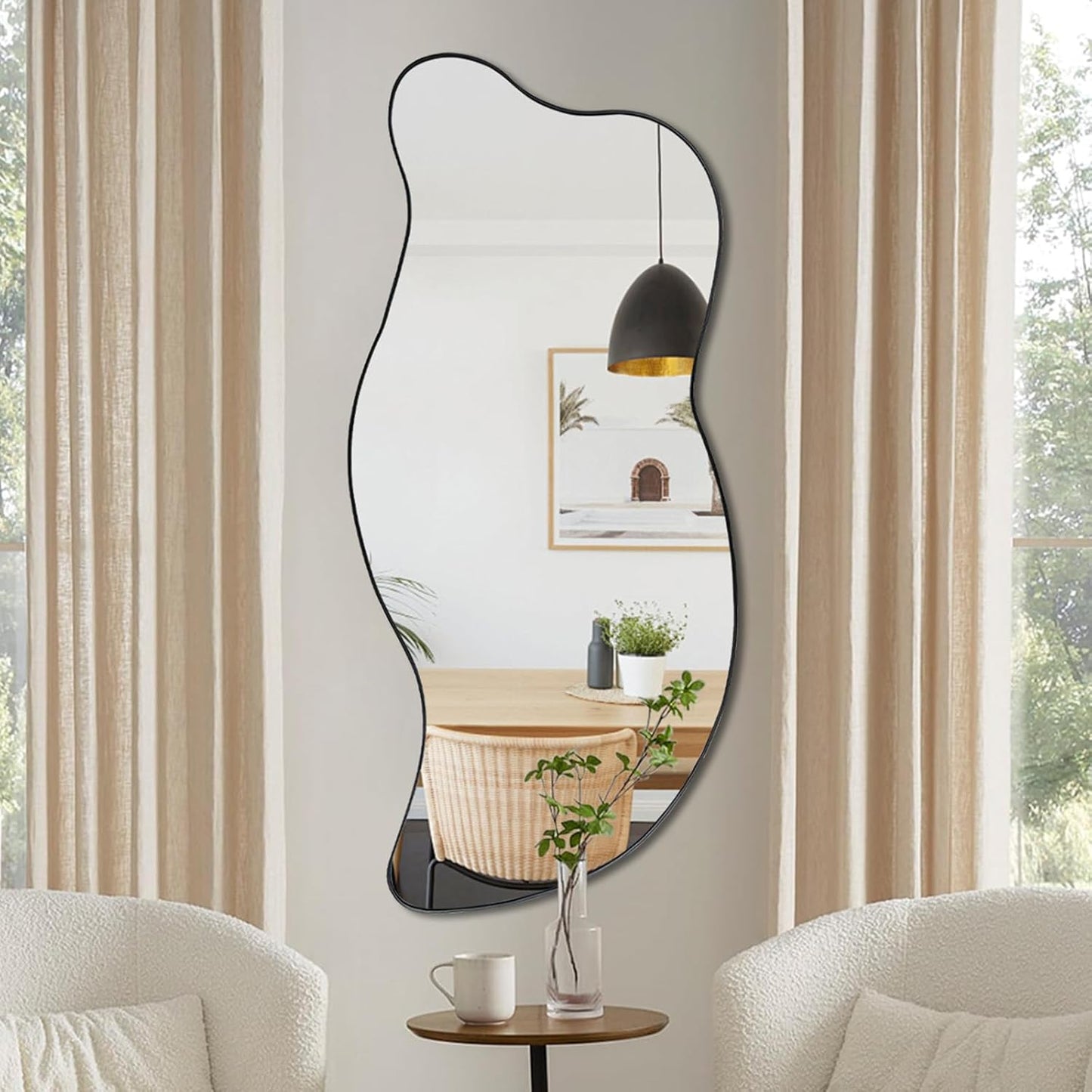 47.2"x21.4" Asymmetrical Oblong Mirror, Cloud Shaped Mirror