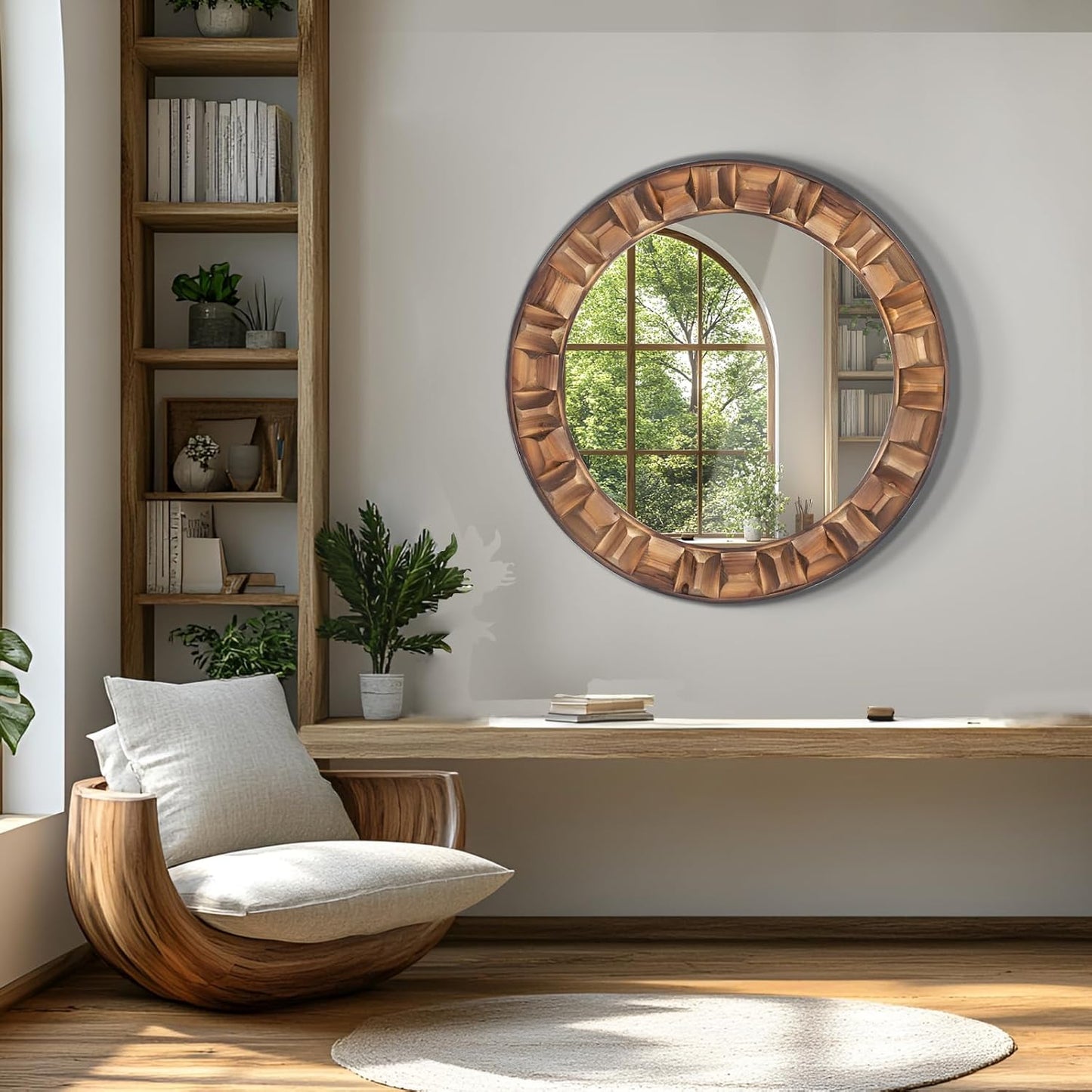 36x24 Inch Farmhouse Rectangle Wall Mirrors with Wooden Frame