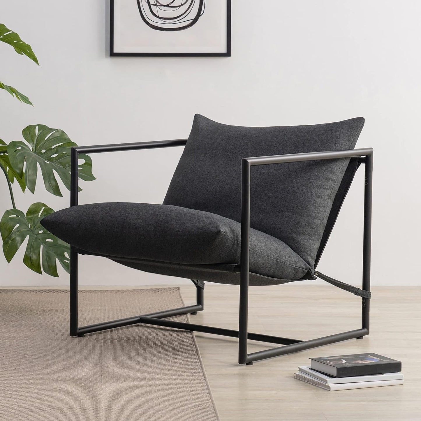 Metal Framed Armchair with Shredded Foam Cushioning