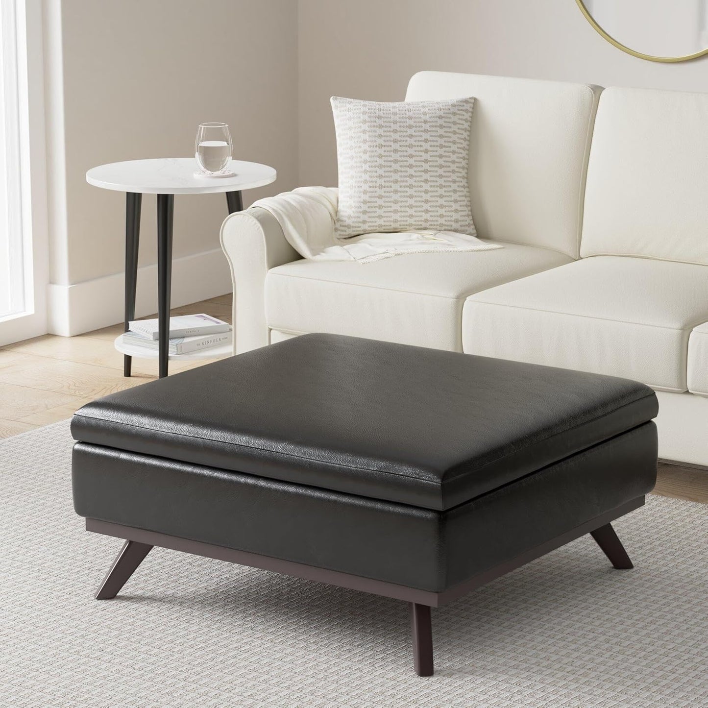 48 inch Wide Mid Century Rectangular Storage Ottoman