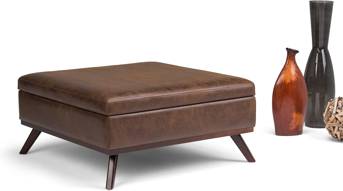 48 inch Wide Mid Century Rectangular Storage Ottoman