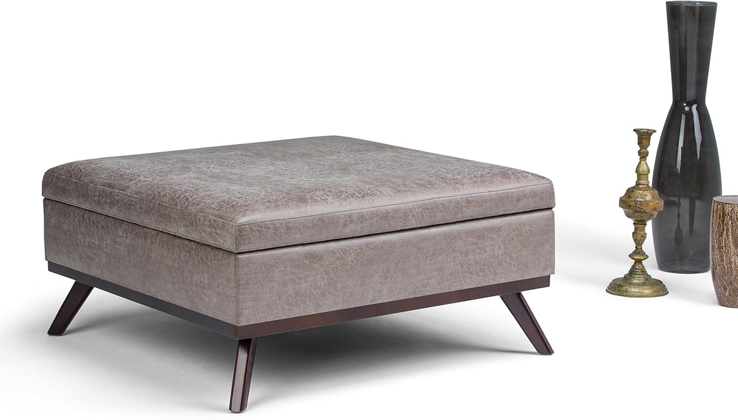 48 inch Wide Mid Century Rectangular Storage Ottoman