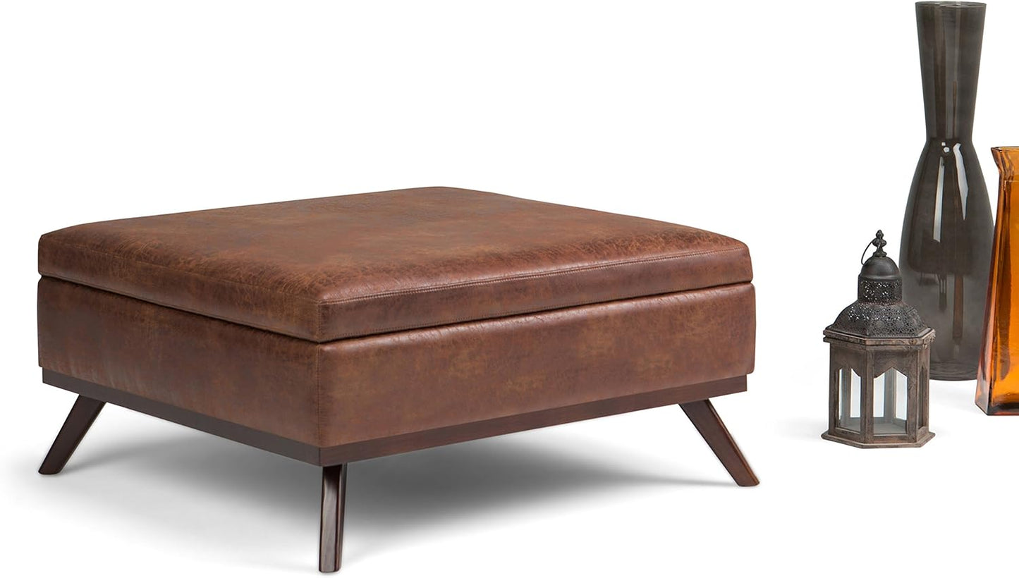 48 inch Wide Mid Century Rectangular Storage Ottoman