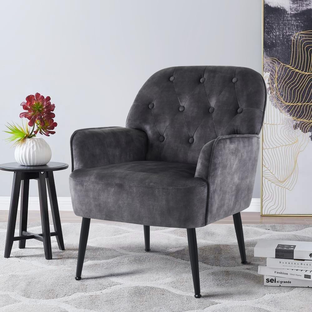 Single Sofa Chair with Arms, Metal Legs