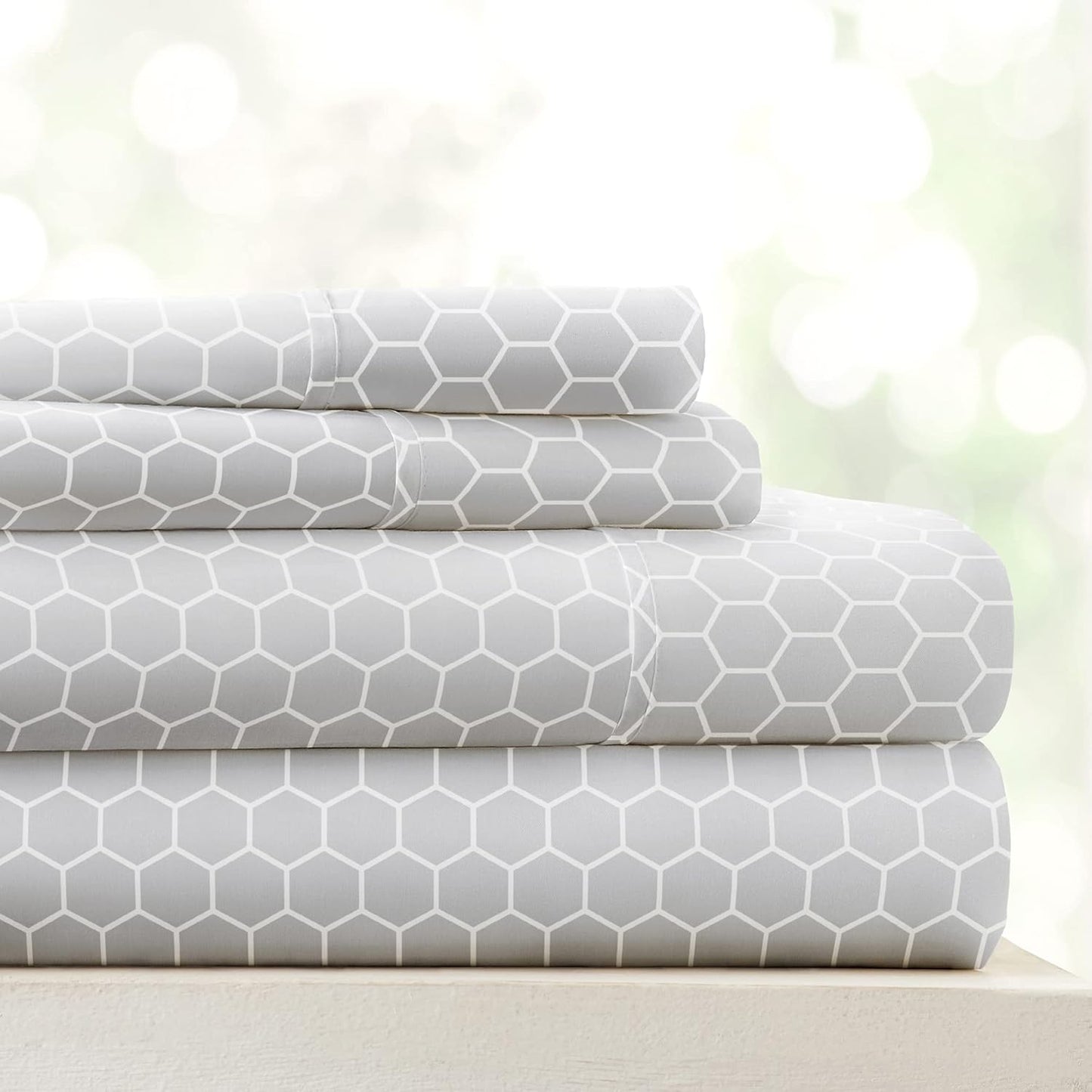 Patterned Microfiber  4 Piece Sheet Set