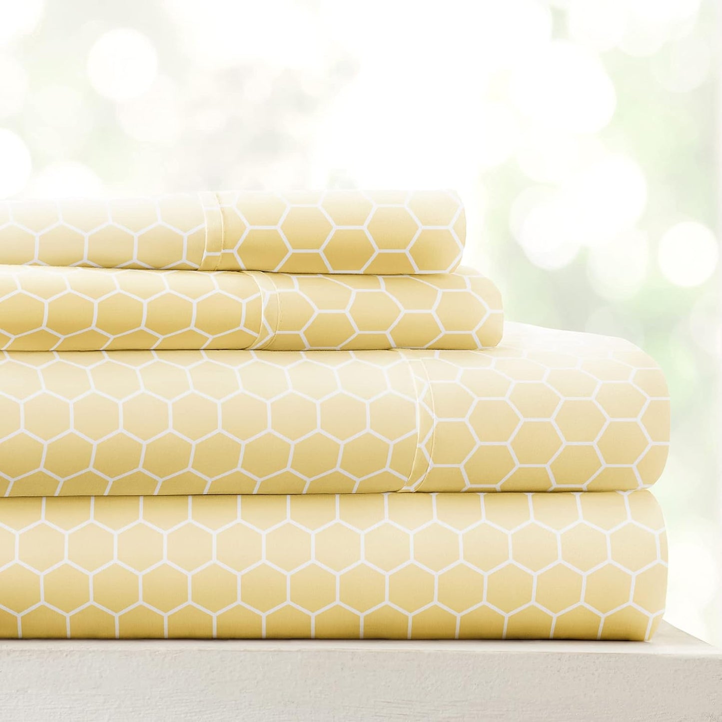 Patterned Microfiber  4 Piece Sheet Set