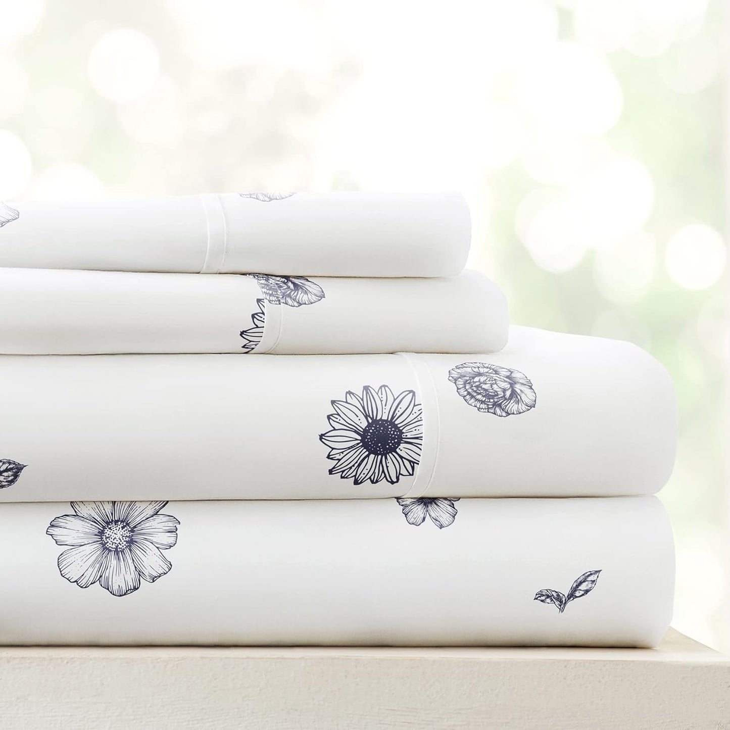 Patterned Microfiber  4 Piece Sheet Set