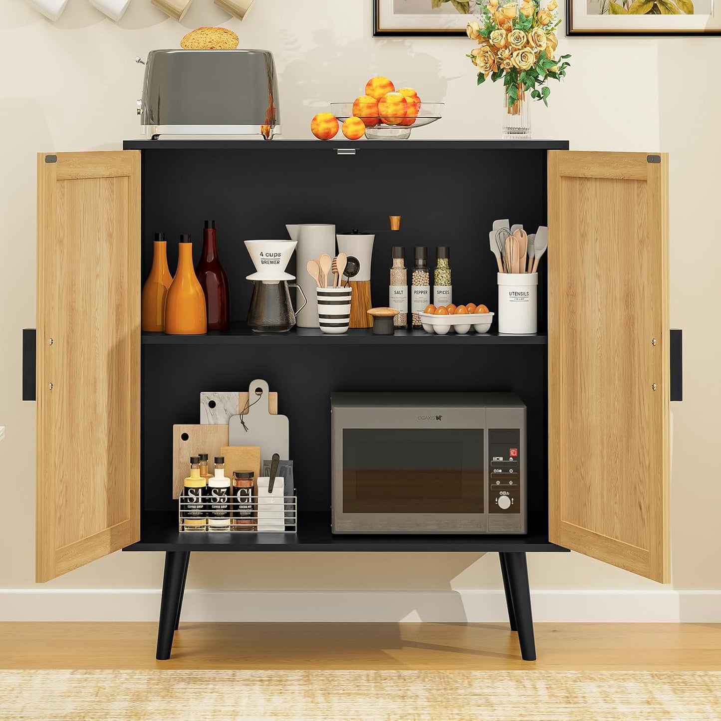 Storage Cabinet with Adjustable Shelf & Doors