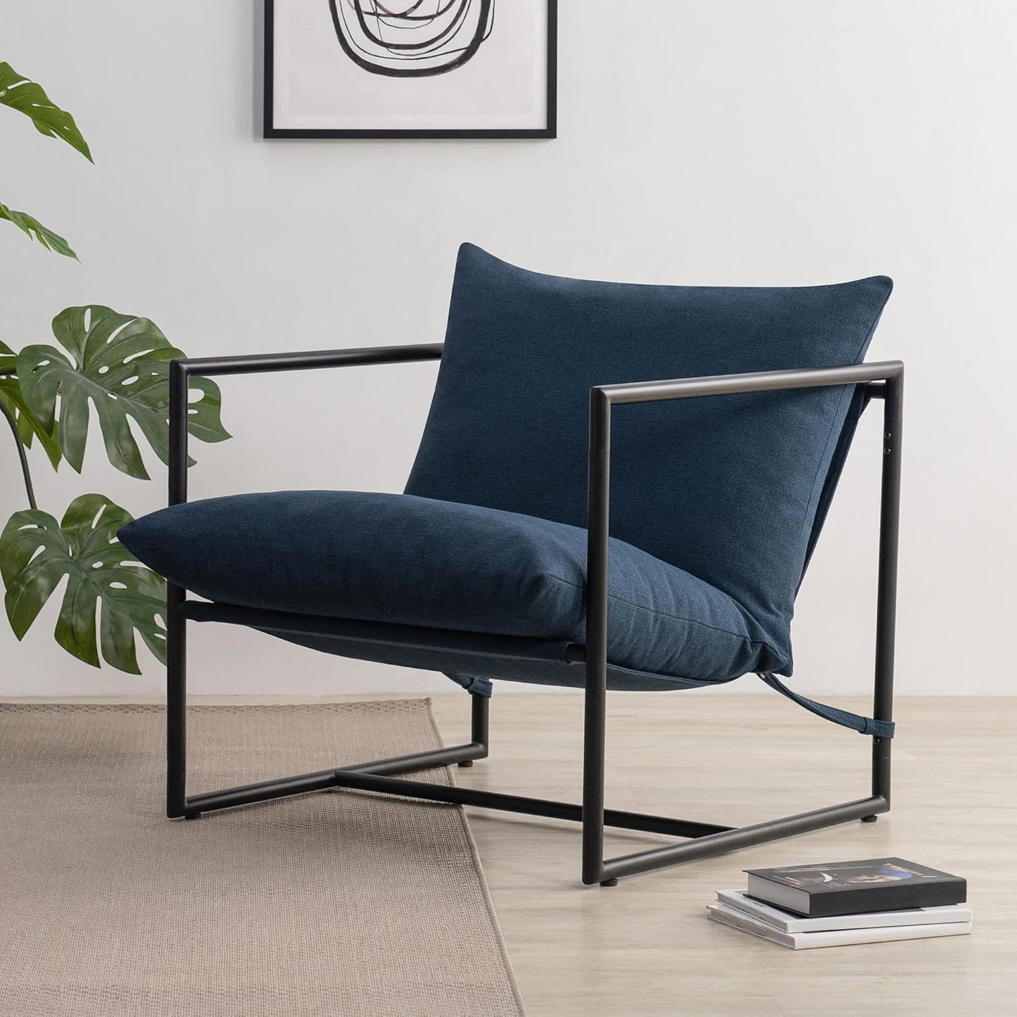 Metal Framed Armchair with Shredded Foam Cushioning