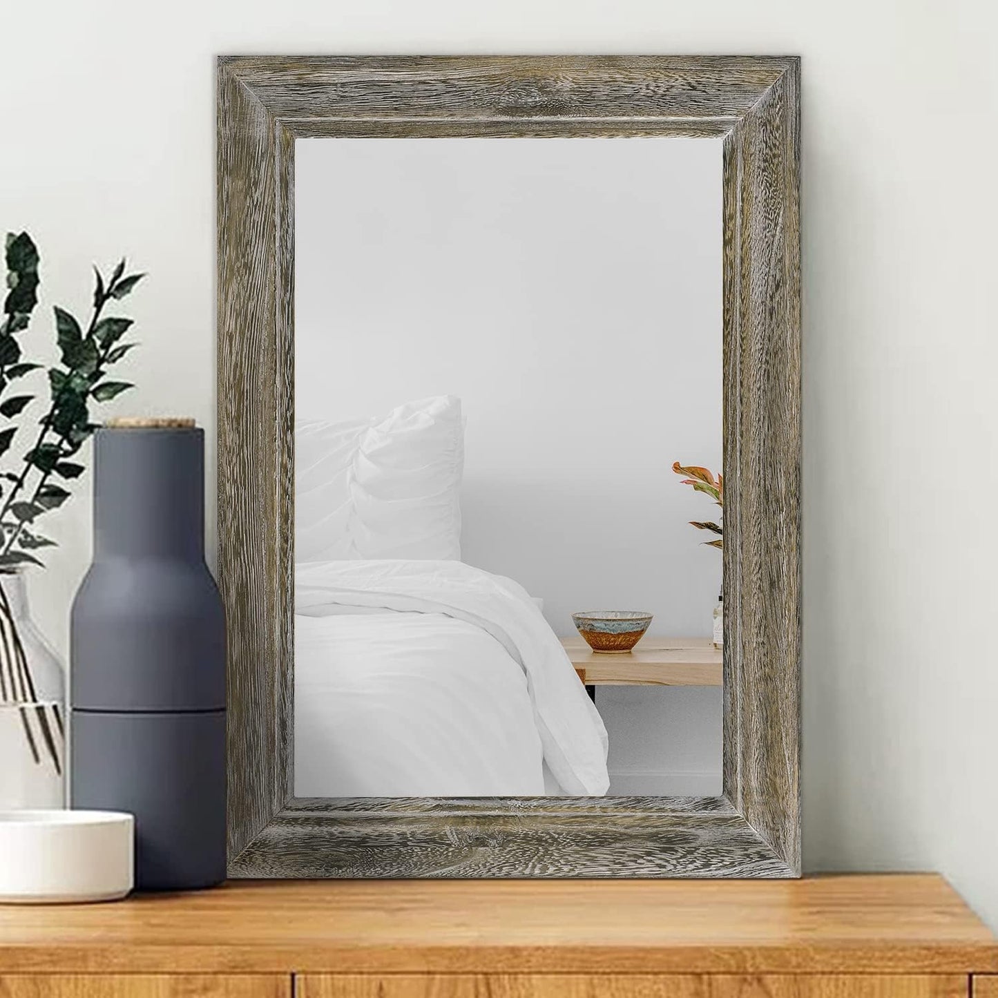 Wall Mirror with Rustic Wood Frame