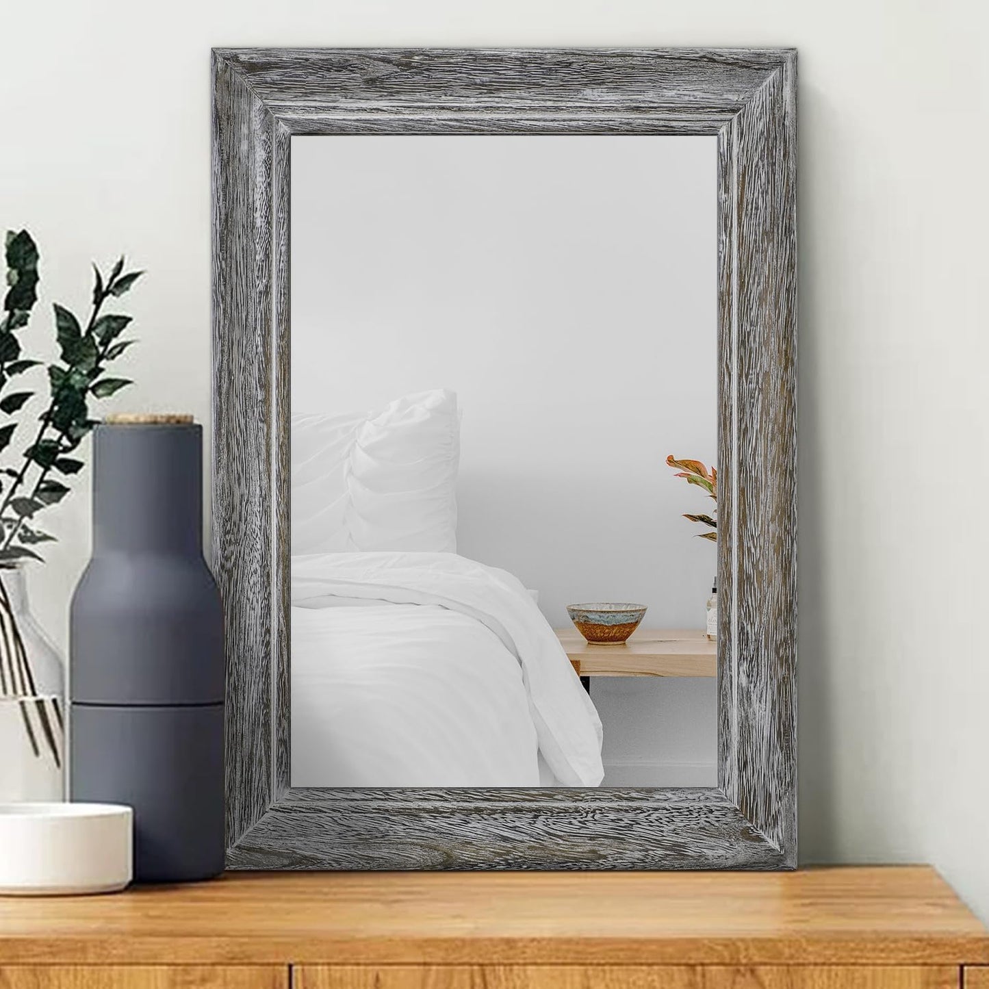Wall Mirror with Rustic Wood Frame