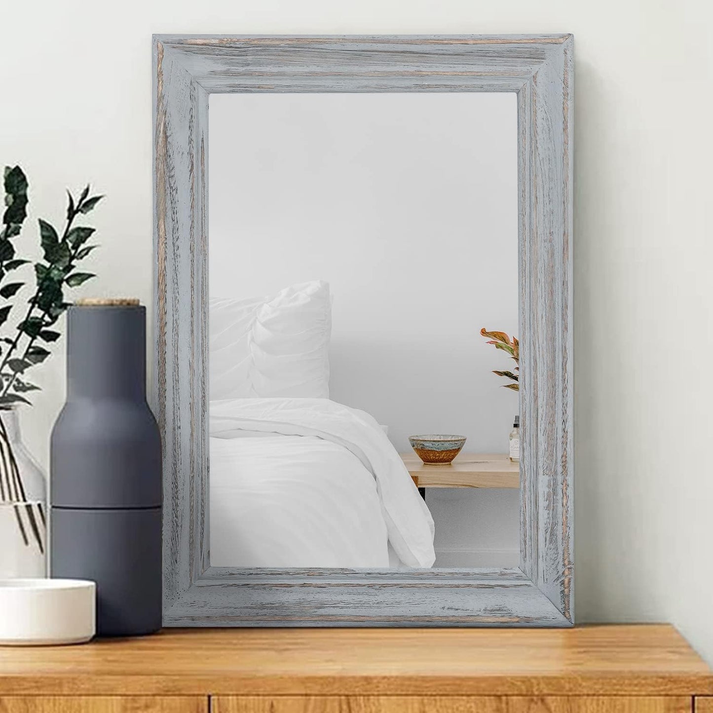 Wall Mirror with Rustic Wood Frame