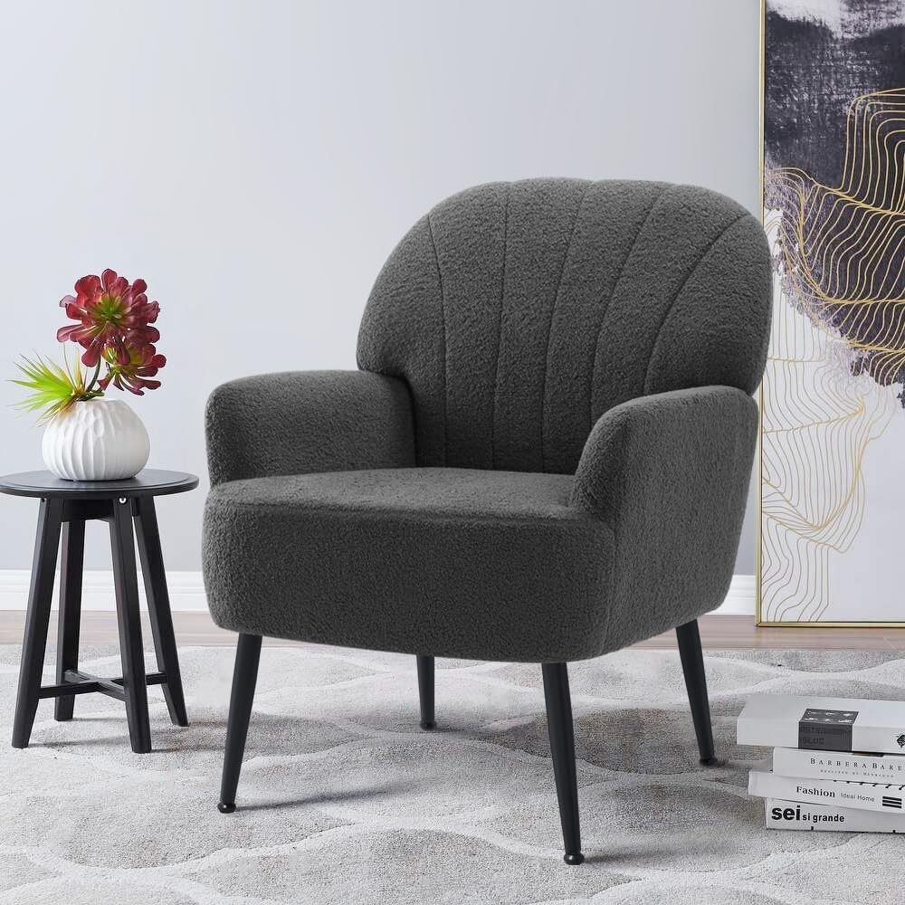 Single Sofa Chair with Arms, Metal Legs