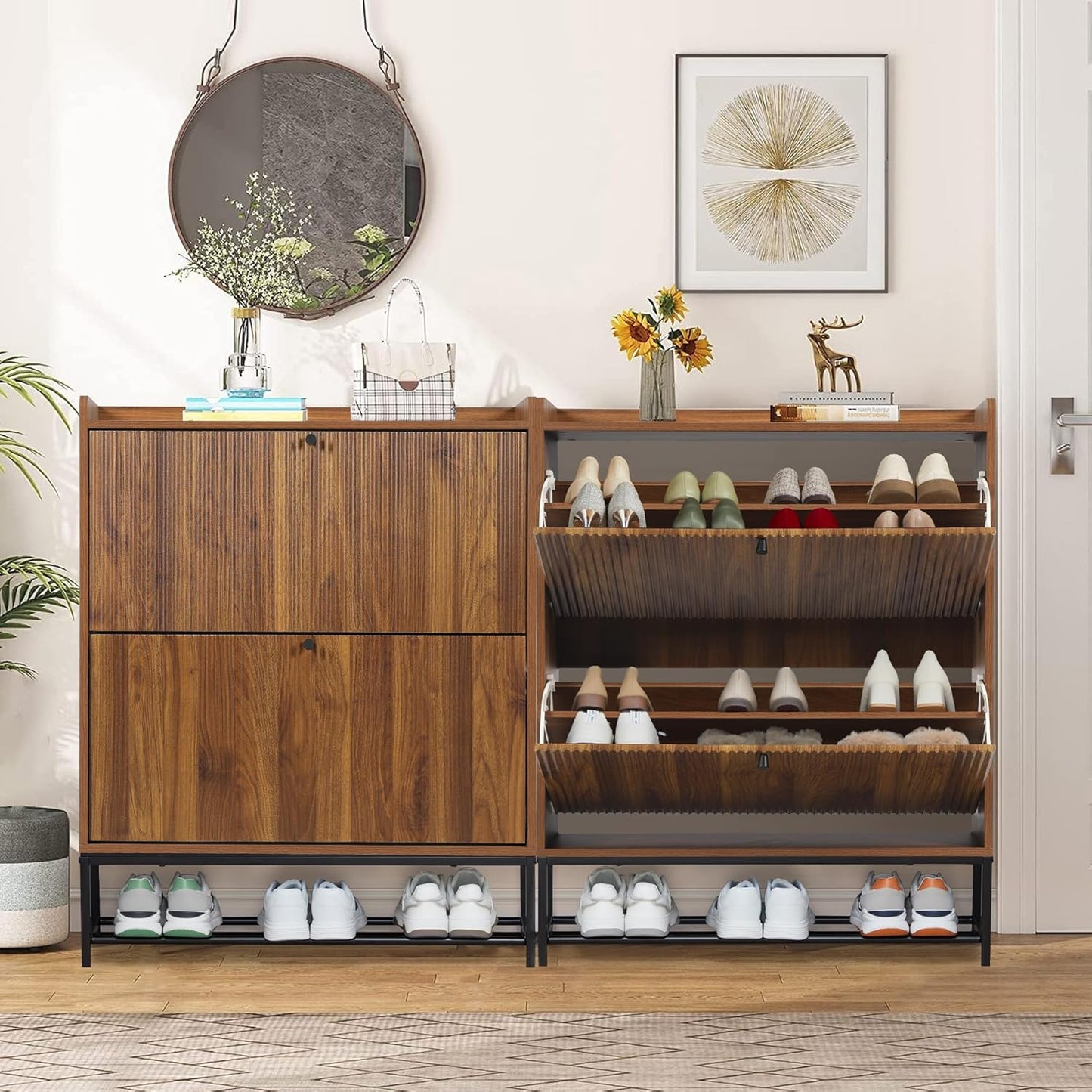 Shoe Storage Cabinet with 2 Flip Drawers