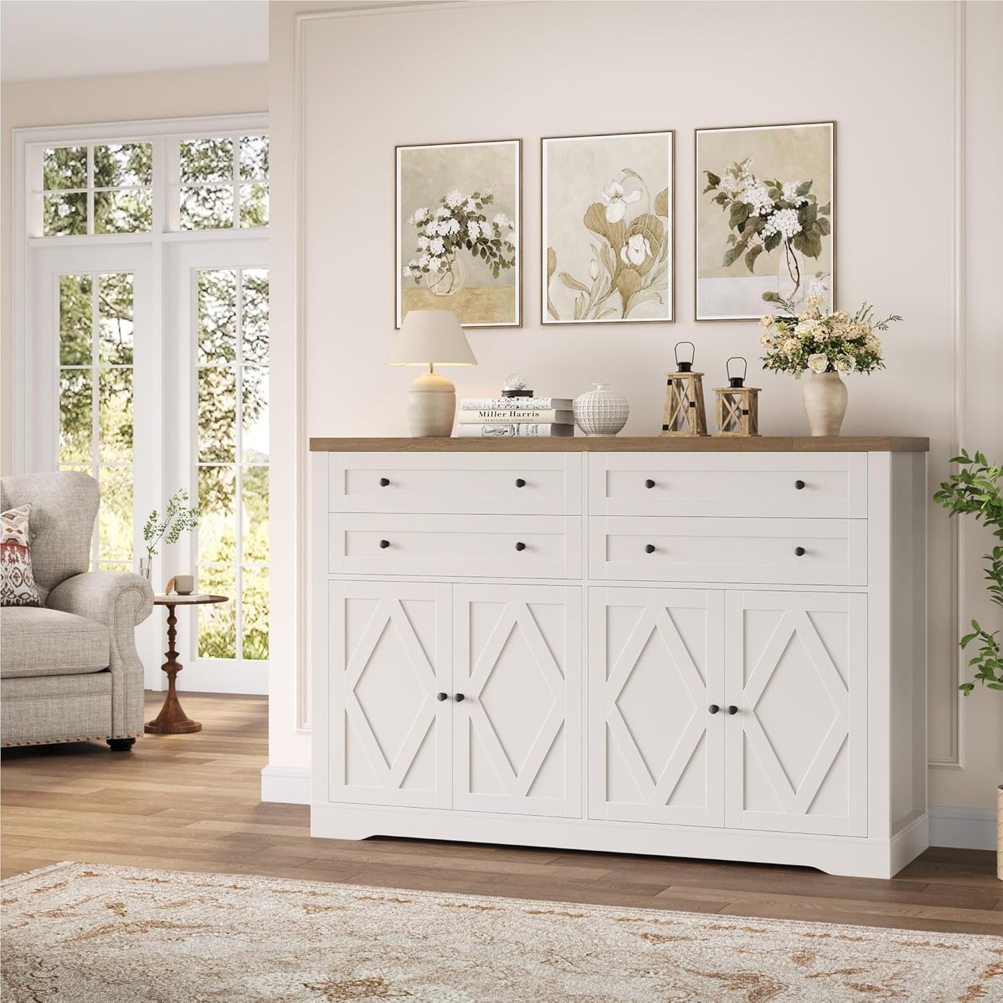 55" Coffee Bar with 4 Large Drawers