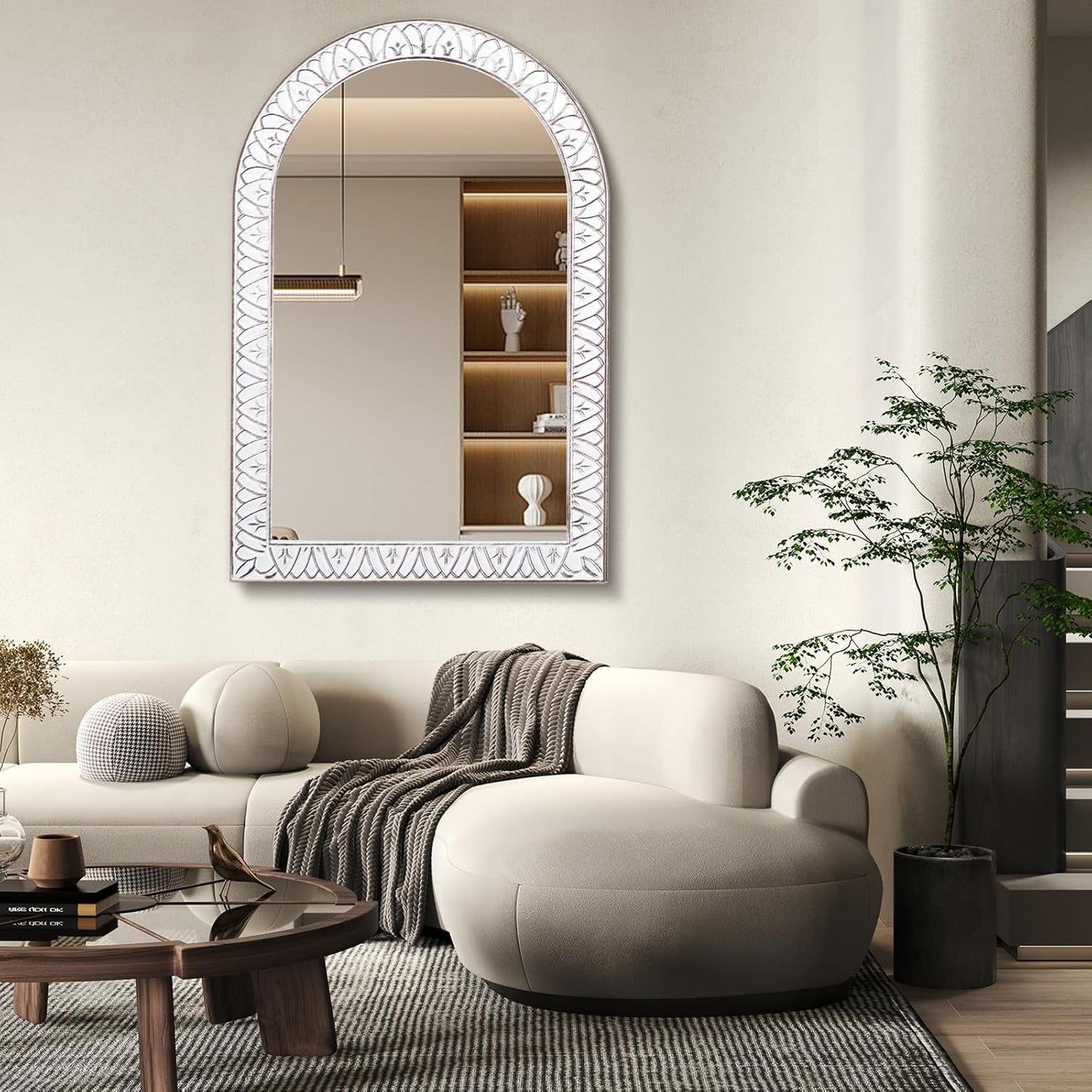 36x24 Inch Farmhouse Rectangle Wall Mirrors with Wooden Frame