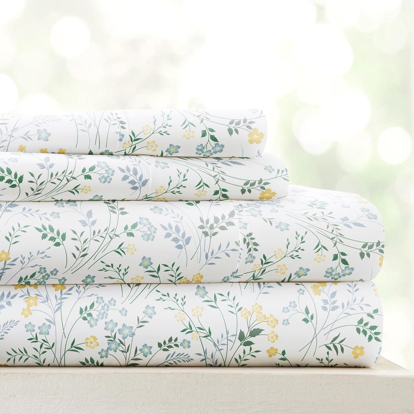 Patterned Microfiber  4 Piece Sheet Set