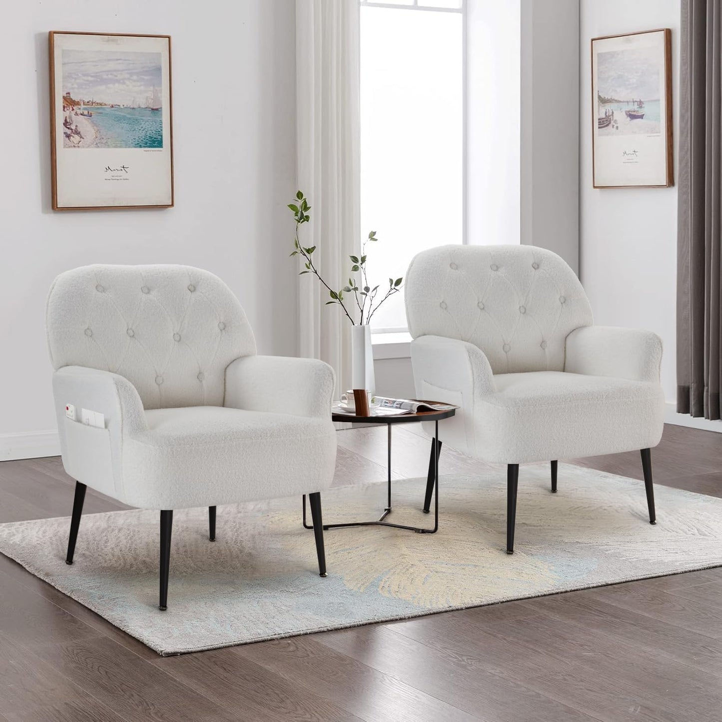 Single Sofa Chair with Arms, Metal Legs