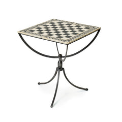 Chess Table with Polished Nickel