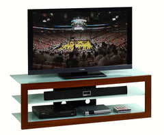 Techini Mobili Frosted Glass & Mahogany 65" TV Stand