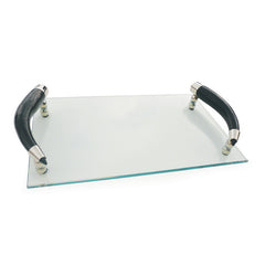 Glass Tray with Curved Horn Handles