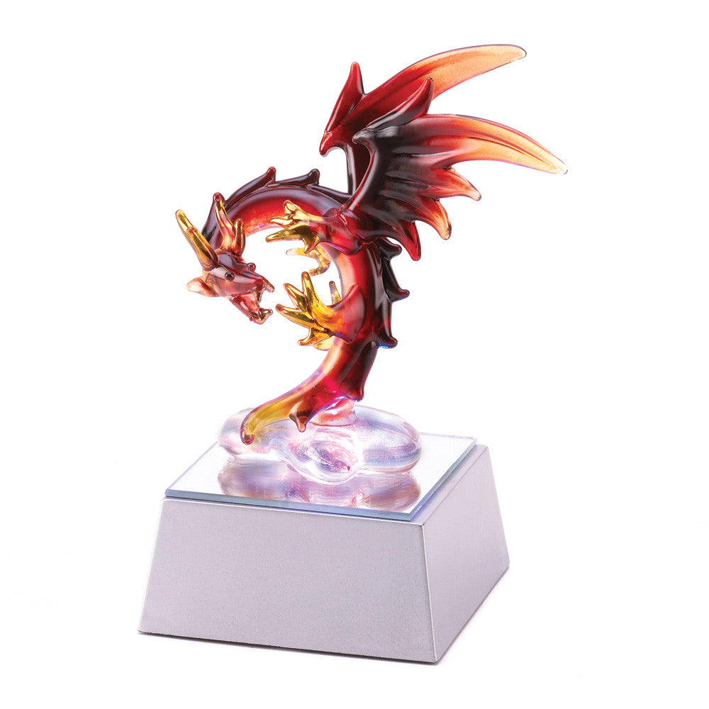 Spun Glass Light-Up Dragon Figurine