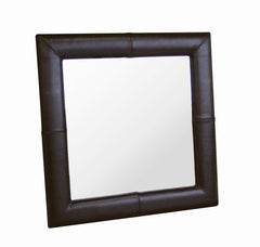 Baxton Studio Square Espresso Leather Mirror