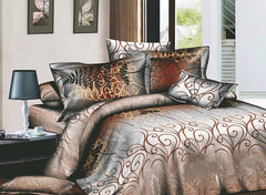 3D Brown Arabesque Print Cotton Luxury 4-Piece Bedding Sets/Duvet Covers