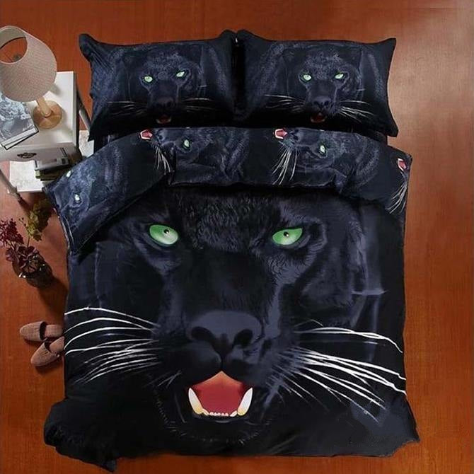3D Black Panther Printed Cotton Luxury 4-Piece Bedding Sets/Duvet Covers