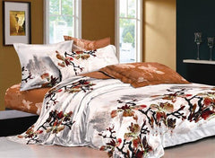 Chinese Ink and Wash Printed Brown Luxury 4-Piece Cotton Bedding Sets