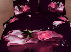 3D Rose and Butterfly Retro Style Cotton Luxury 4-Piece Bedding Sets/Duvet Covers