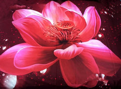 3D Lifelike Pink Lotus Printed Cotton Luxury 4-Piece Bedding Sets Duvet Cover