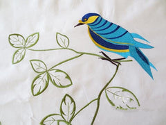 Blue Bird Printed Handmade Embroidery Cotton Luxury 4-Piece Bedding Set/Duvet Cover