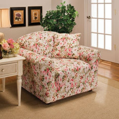 Pink Floral Jersey Stretch Slipcover, Couch Cover