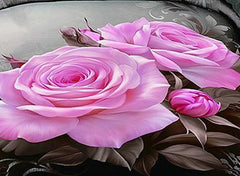 3D Blooming Pink Roses Cotton Luxury 4-Piece Bedding Sets/Duvet Cover