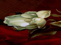 White Magnolia 3D Printed Cotton Luxury 4-Piece Bedding Sets/Duvet Covers