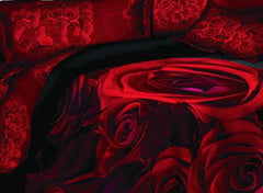 3D Red Roses Printed Luxury Cotton Luxury 4-Piece Bedding Sets/Duvet Cover
