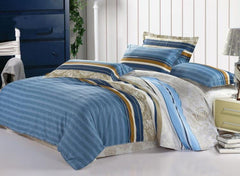 Blue Stripe Elegant Style Cotton Luxury 4-Piece Bedding Sets/Duvet Cover